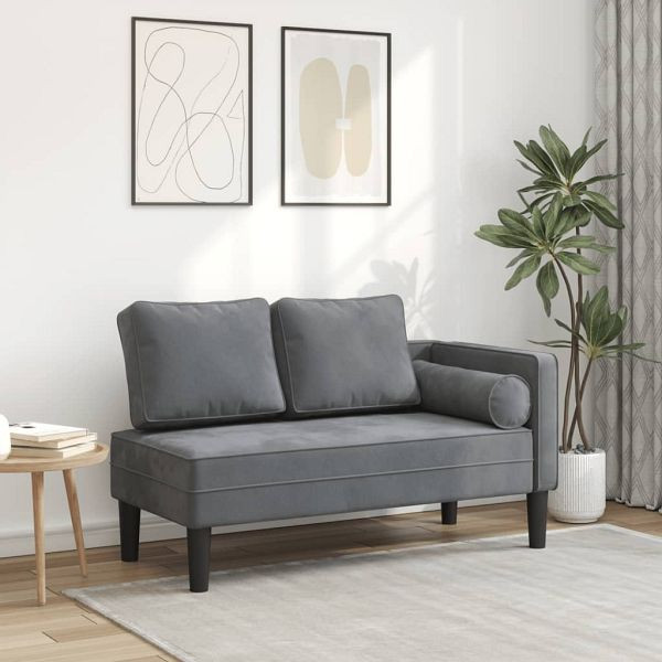 vidaXL Chaiselongue mit Kissen Dunkelgrau Samt, 4007572