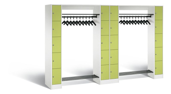 C+P Garderobe Serie 8070, H1950xB2840xT480 mm, Weiß/Viridingrün, 80730-20 S10247