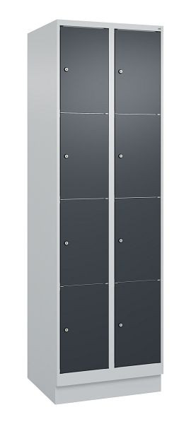 C+P Schließfachschrank Classic PLUS, Sockel, 2 Abteile mit je 4 Fächern, 1950x600x500mm, 7035/7016, 080020-204 S10008