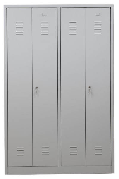 Gürkan Garderobenschrank, 50 x 117 x 180 cm, Lichtgrau, EU Zylinderschloss, Hutboden & Kleiderhaken, Zueinanderschlagende Türen, WRC/4.18117.V2, 104991