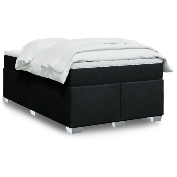 vidaXL Boxspringbett mit Matratze Schwarz 120x190 cm Stoff, 3285118