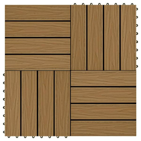 vidaXL Terrassenfliesen 11 Stück Tief Geprägt WPC 30x30cm 1 qm Teakfarbe, 45037