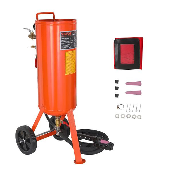 VEVOR Mobiles Sandstrahlgerät 37 L 2,3 m Arbeitsschlauch 60–110 PSI Arbeitsdruck ideal zum Entfernen von Rost, Farbe, Flecken, PSG10JL6125PCA4TFV0
