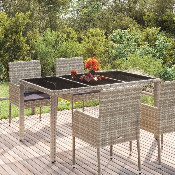 vidaXL Gartentisch mit Glasplatte Grau 150x90x75 cm Poly Rattan, 319900