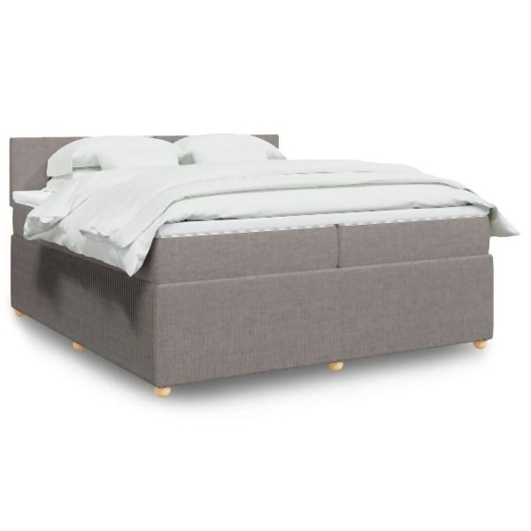 vidaXL Boxspringbett mit Matratze Taupe 200x200 cm Stoff, 3289860