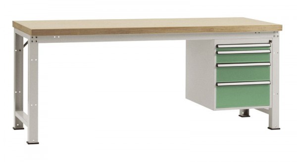 Manuflex Komplett-Werkbank Grund PROFI Standard mit Multiplex-Platte, BxTxH = 2000 x 700 x 840 mm, Resedagrün, WP5624.6011