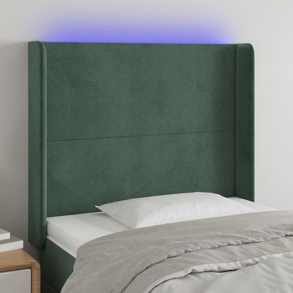 vidaXL LED Kopfteil Dunkelgrün 83x16x118/128 cm Samt, 3123801