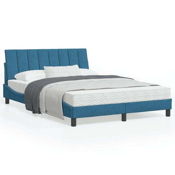 vidaXL Bett mit Matratze Blau 120x200 cm Samt, 3208590, 8721012350731