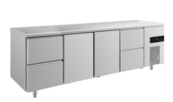 A&S Polarny Kühltisch -2 bis +8°C mit 2x Türen und 2x zwei Schubladen außen, 2330 x 700 x 850 mm, KT4ZTTZ