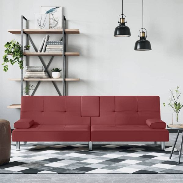 vidaXL Schlafsofa mit Getränkehaltern Rot Kunstleder, 351930