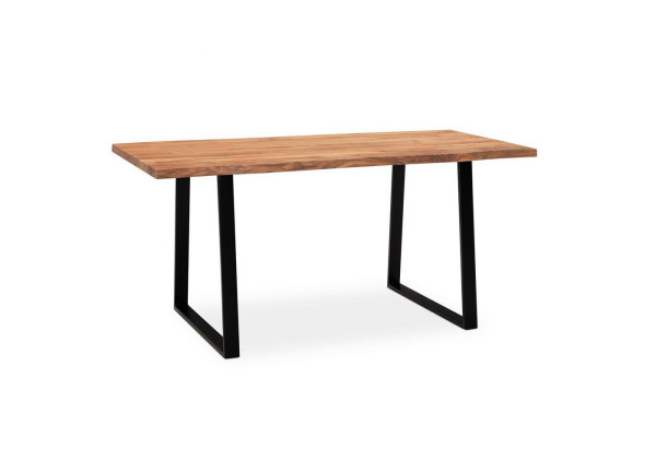 Wohnling Schreibtisch 180x90x76 cm Akazie Massivholz/Metall Computertisch, Bürotisch mit Trapezbeinen in Schwarz, Holztisch Arbeitszimmer, WL7.264