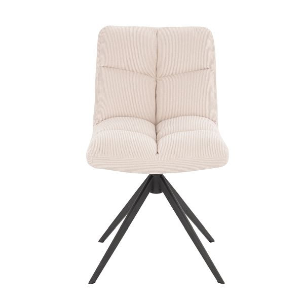 HOME DELUXE Esszimmerstuhl drehbar 2er Set NODA – Cord Creme, 49712