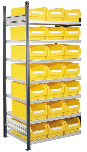 Kappes RasterPlan Anbau-Steckregal mit Lagersichtkästen Mod 15, 2000 x 1000 x 600 mm, AF RAL 7016, Inklusiv 21 x Größe 2, 5203.01.1208