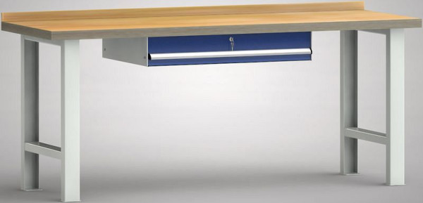 KLW Standard-Werkbank - 2000 x 700 x 840 mm L x T x H, eine Einzelschublade 150 mm Fh-EA, variabel, WS500N-2000M40-E7020