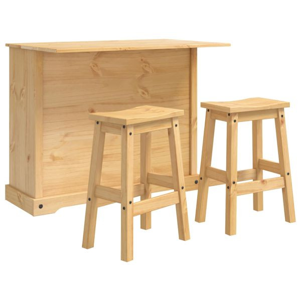 vidaXL Kücheninsel Set CORONA 3-teilig Honigwachs Massives Kiefernholz, 3425398