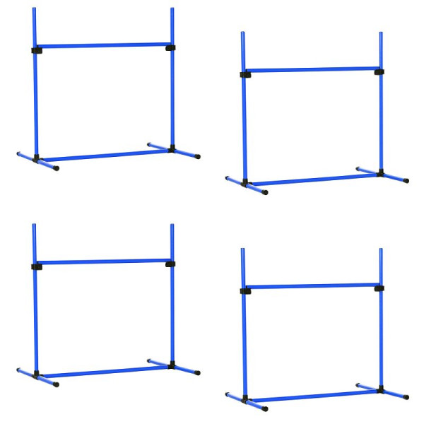 PawHut Agility Set Hunde 4-teiliges Agility-Ausrüstung für Hundetraining Steckhürdenset mit 4 höhenverstellbaren Hürden, D07-018BU