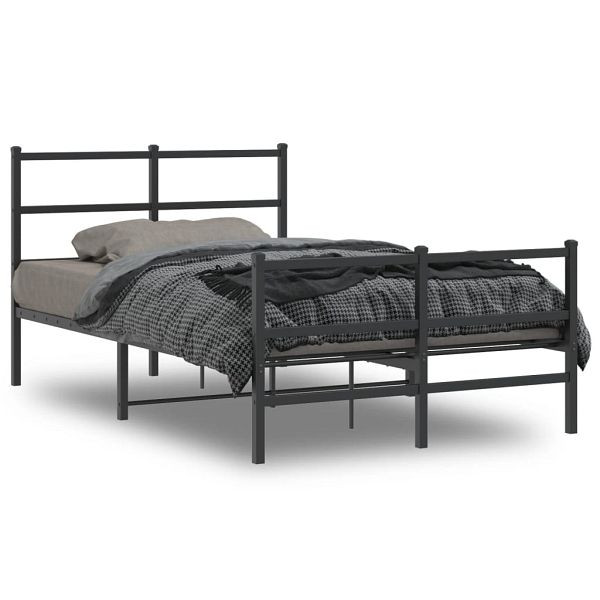 vidaXL Bettgestell mit Kopf- und Fußteil Metall Schwarz 120x190 cm, 355380