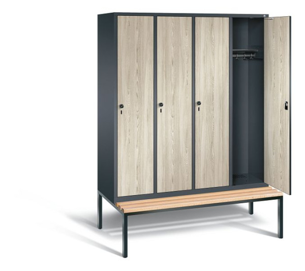 C+P Garderobenschrank Evolo, H2090xB1590xT815mm, Farbe: Anthrazitgrau / Dekor Sen-Esche, 48050-42 S10359
