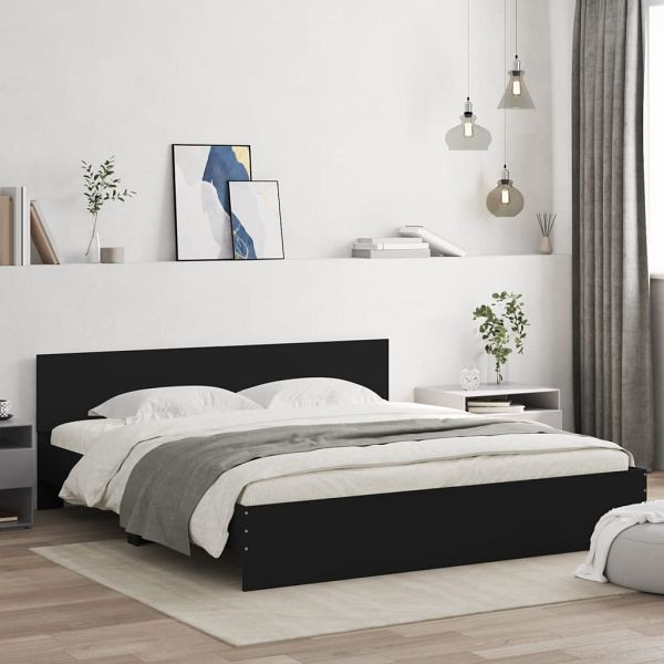 vidaXL Bettgestell mit Kopfteil Schwarz 160x200 cm, 3207470