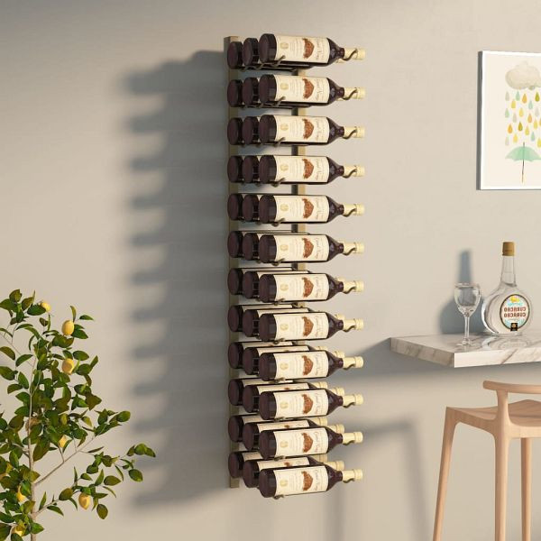vidaXL Wand-Weinregal für 36 Flaschen Golden Eisen, 340888