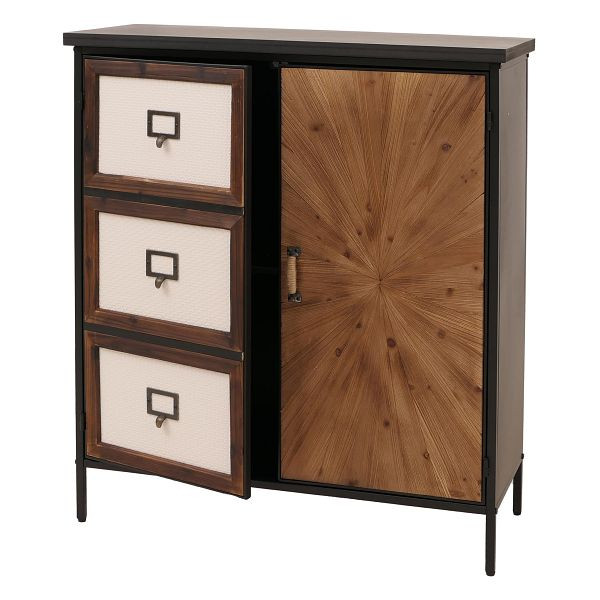 Mendler Apothekerkommode HWC-O79, Schrank Highboard Staufächer, Vintage Shabby-Look 94x80x35cm, natur hell, 139301