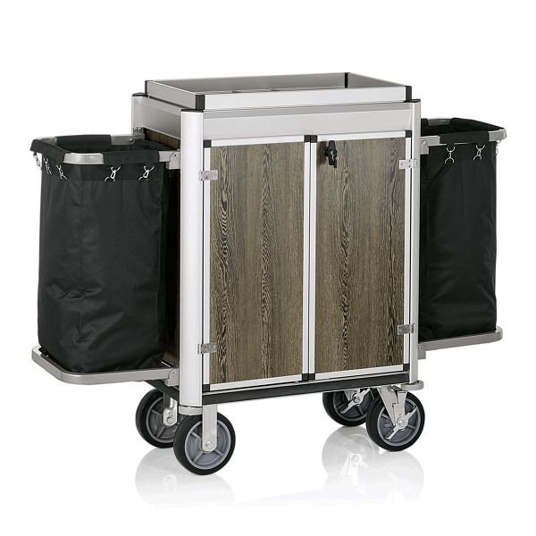 WAS Zimmerservicewagen, 2 Wäschesäcke, 154,5 x 51 x, 113,5 cm, helle Kantenprofile & dunkle Holzoptik, 4443002