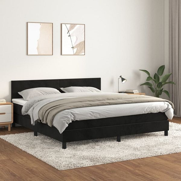 vidaXL Boxspringbett mit Matratze Schwarz 180x200 cm Samt, 3141199