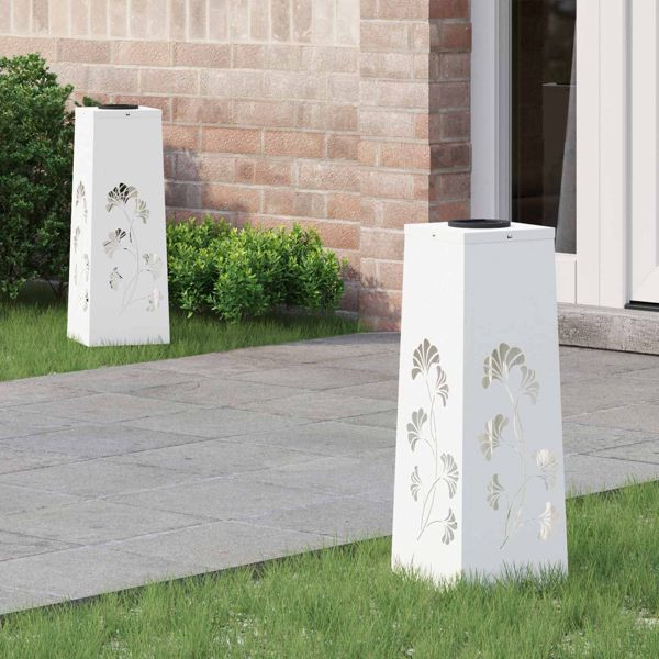 vidaXL Solar LED Weg Licht 2 pcs Weiß Kalt gewalzter Stahl, 879752
