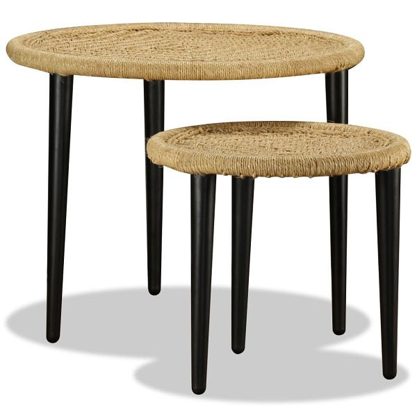 vidaXL Couchtisch-Set 2-teilig Naturjute, Material: Stahl-Tischgestell + Jute-Tischplatte, 244218