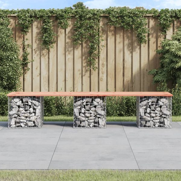 vidaXL Gartenbank aus Gabionen 203x44x42 cm Massivholz Douglasie, 834342