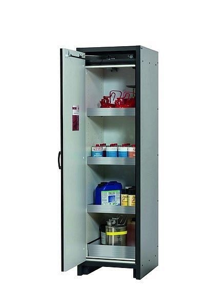 asecos Sicherheitsschrank Q-CLASSIC-30, Q30.195.056 in reinweiß RAL 9010 mit 3x Wannenboden Standard (Edelstahl), 31002-070-30085