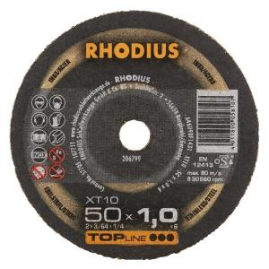 Rhodius TOPline XT10 MINI Extradünne Mini Trennscheibe, Durchmesser [mm]: 50, Stärke [mm]: 1, Bohrung [mm]: 6, VE: 50 Stück, 206799