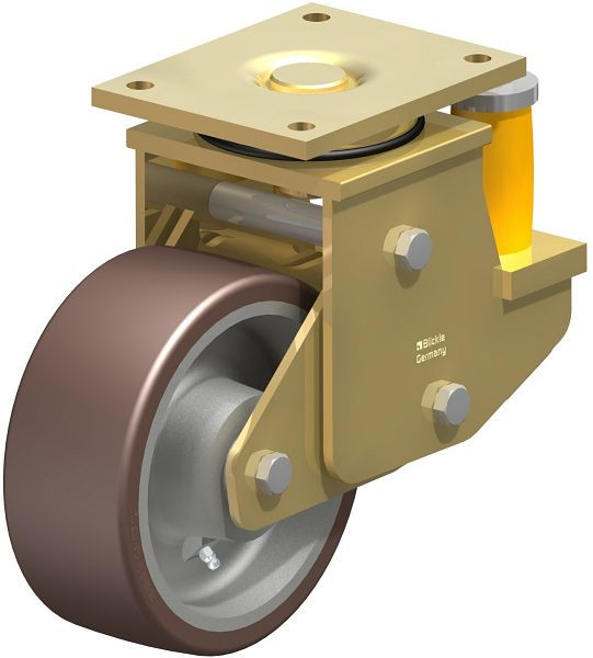 Blickle LSFE-GB 202K Stahlgeschweißte Schwerlast-Lenkrolle mit Polyurethanfeder, Blickle Besthane®, Braun, 755412