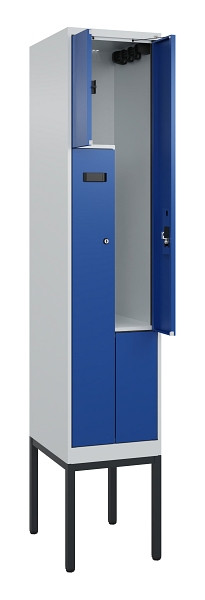 C+P Z-Spind Evolo PLUS, Gestell, 2 Fächer, 2120x400x500mm, 7035/5010, Zylinderschloss, 0490337-122 S10036