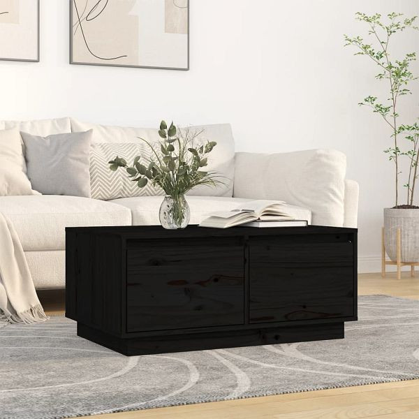 vidaXL Couchtisch Schwarz 80x50x35 cm Massivholz Kiefer, 814443