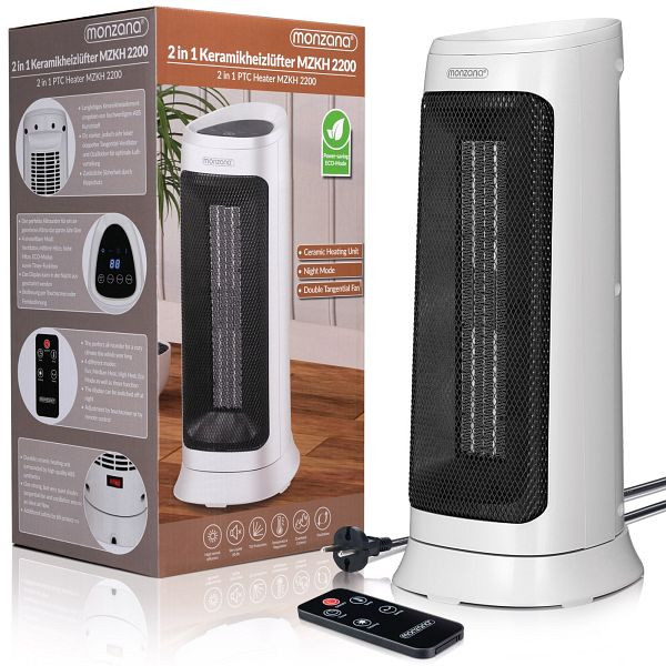 monzana Heizlüfter MZKH2200 Weiß Keramik 2000W, 109520