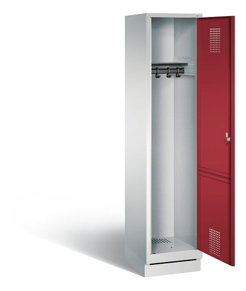 C+P Garderobenschrank Evolo, H1800xB420xT500mm, Farbe: Lichtgrau / Rubinrot, 48020-12 S10028