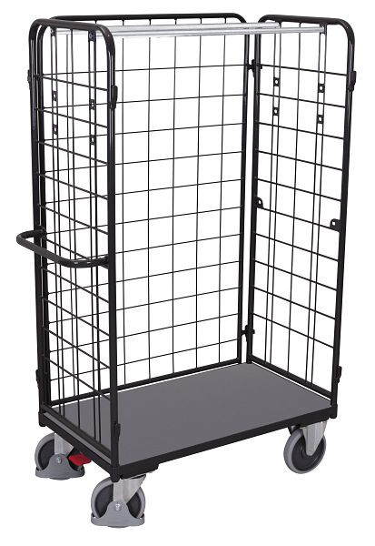 VARIOfit Paket-Dreiwandwagen hoch, Ladefläche: 850 x 500 mm, RAL 7016 anthrazitgrau, sw-500.306/AG