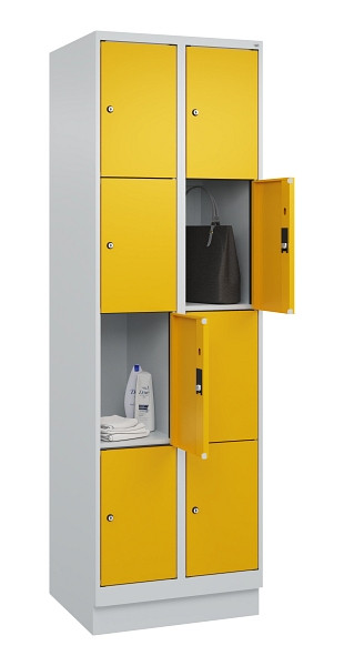 C+P Schließfachschrank Evolo PLUS, mit Sockel, 8 Fächer, 1950x600x500mm, 7035/10, Frontfarbe RAL 1004 Goldgelb, 049020-204 S10000