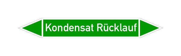 Schilder Klar Rohrleitungskennzeichen Kondensat Rücklauf, 187x26 mm Folie selbstklebend, 101442/61