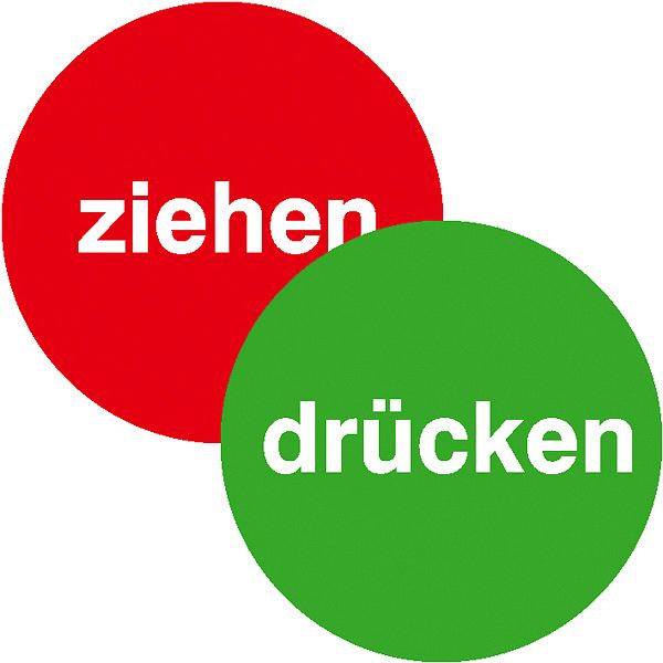 SafetyMarking Türschild, Drücken/Ziehen, grüne Seite selbstklebend, Ø 10 cm, Folie, selbstklebend, 21.5615