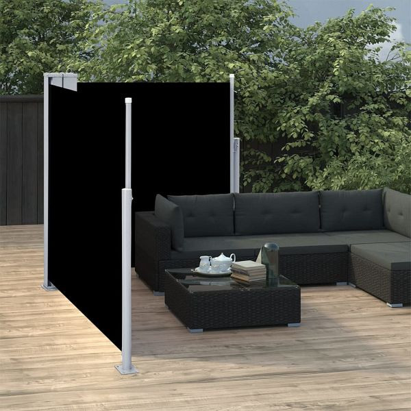 vidaXL Ausziehbare Seitenmarkise Schwarz 100 x 600 cm, 48442