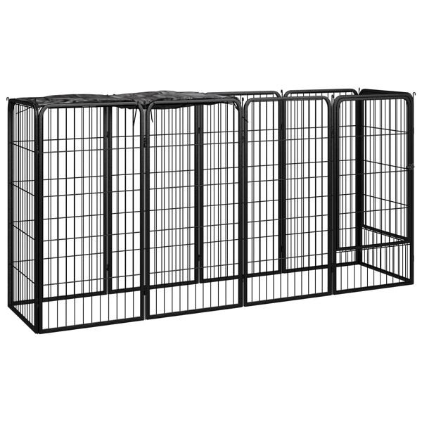 vidaXL 10-teilig Hundelaufstall Schwarz 50x100cm Stahl Pulverbeschichtet, 3115948