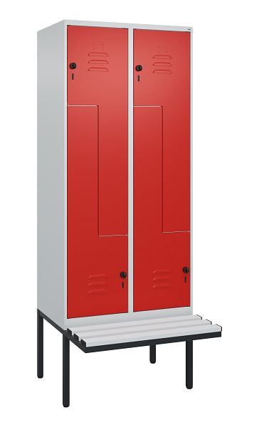 C+P Z-Spind Classic PLUS, Bank, 4 Abteile, 2120x800x815mm, 7035/3020, Drehriegel, 0800437-224 S10032