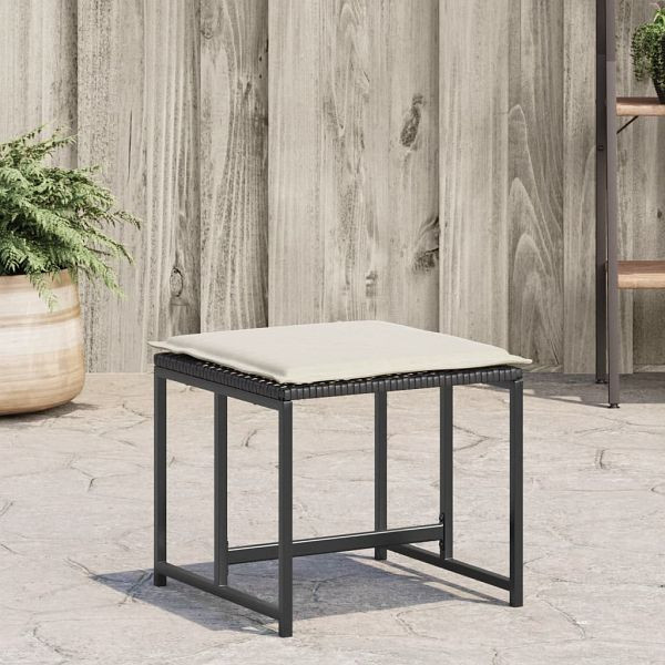 vidaXL Gartenhocker mit Kissen 4 Stück Schwarz Poly Rattan, 4008582