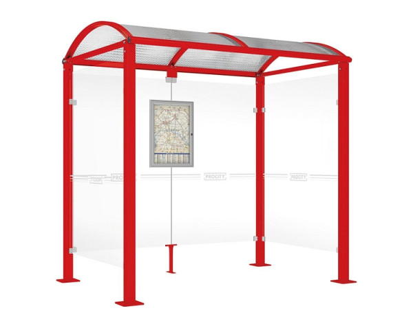 Procity Wartehalle Vierkantrohr - 2 Seitenverkleidungen, Farbe RAL 3020, Maße: Breite 2500 x Höhe 2560 x Tiefe 1600 mm, 529318.3020