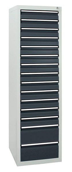 stumpf Schubladenschrank Serie STS 410, RAL 7035/7016, 15 Schubladen (13x100, 2x200 mm), 7105771