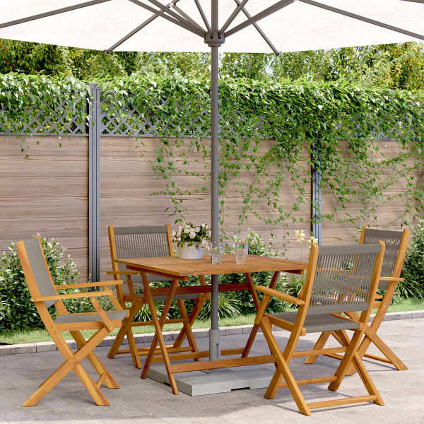 vidaXL 5-tlg. Garten-Essgruppe Polypropylen und Massivholz Grau, 3281830