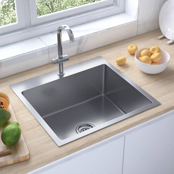 vidaXL Handgemachte Einbauspüle Edelstahl, gebürstet, 51508