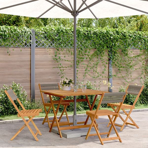 vidaXL 5-teilig Garten-Essgruppe Polypropylen und Massivholz Grau, 3281782